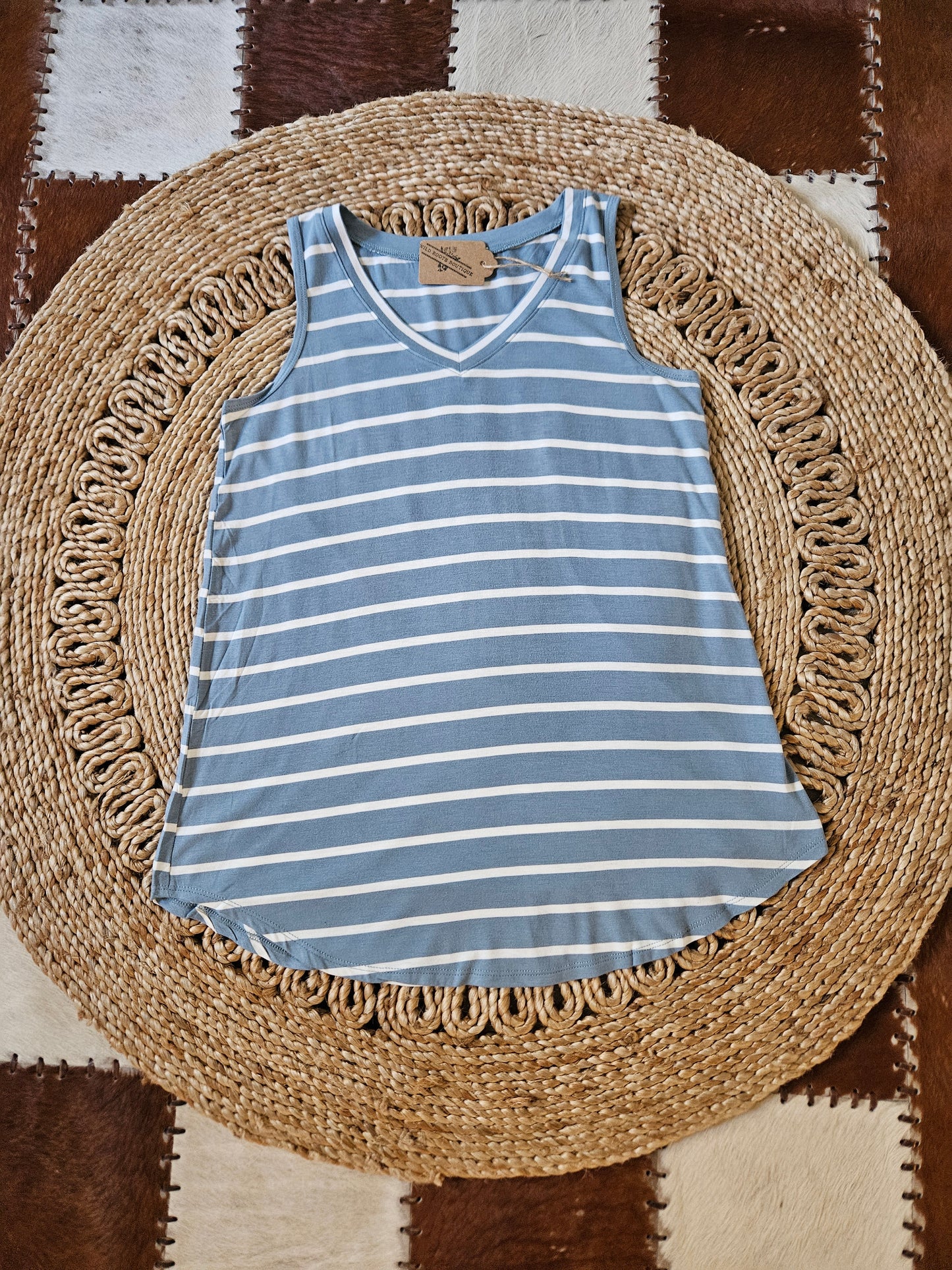 Ash Blue Stripe Tank