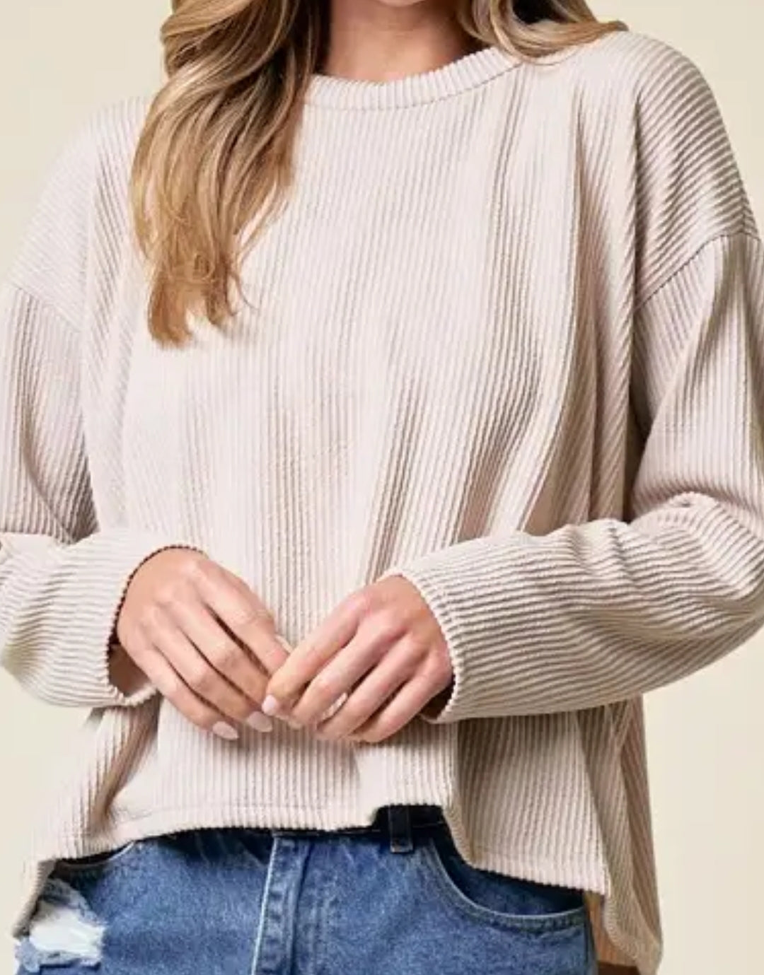 Taupe Ribbed Top