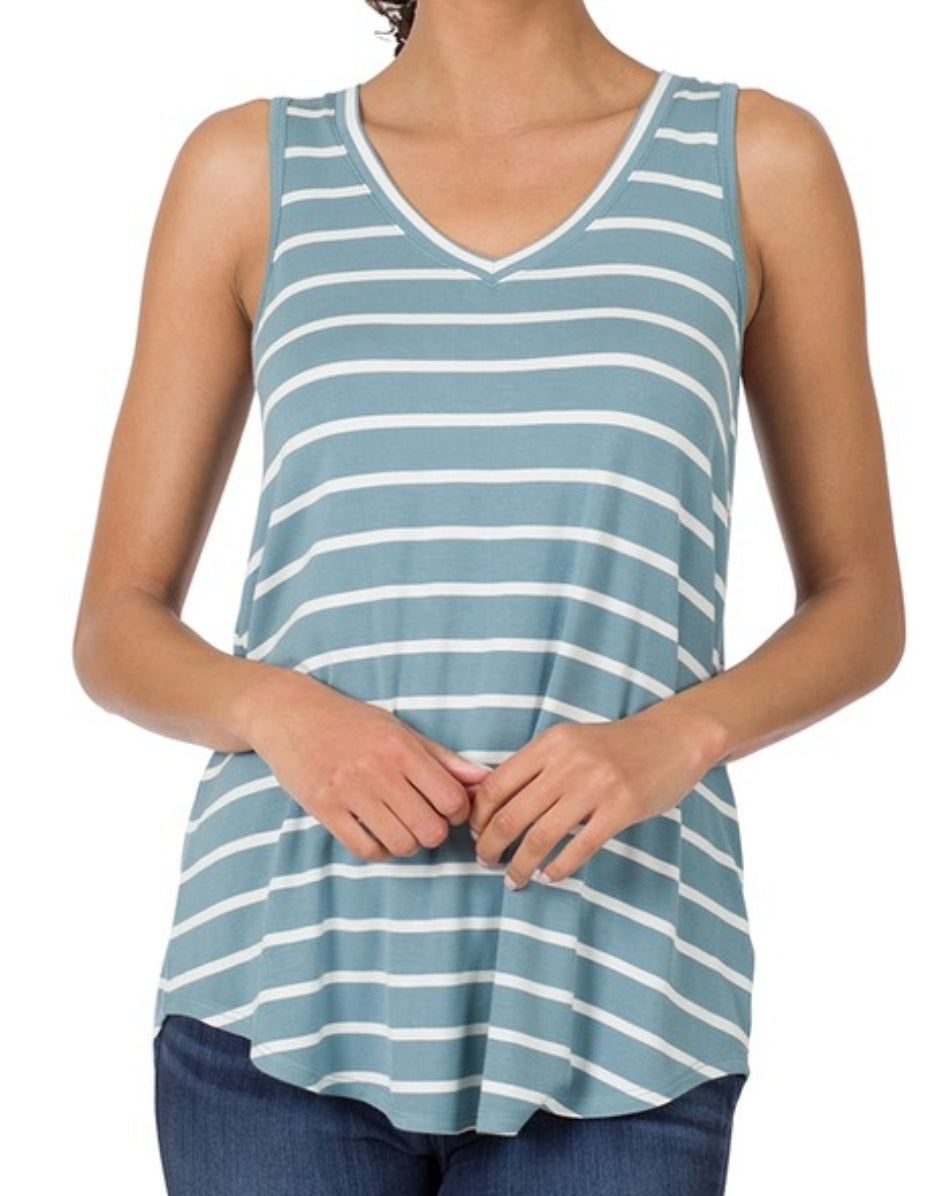 Ash Blue Stripe Tank