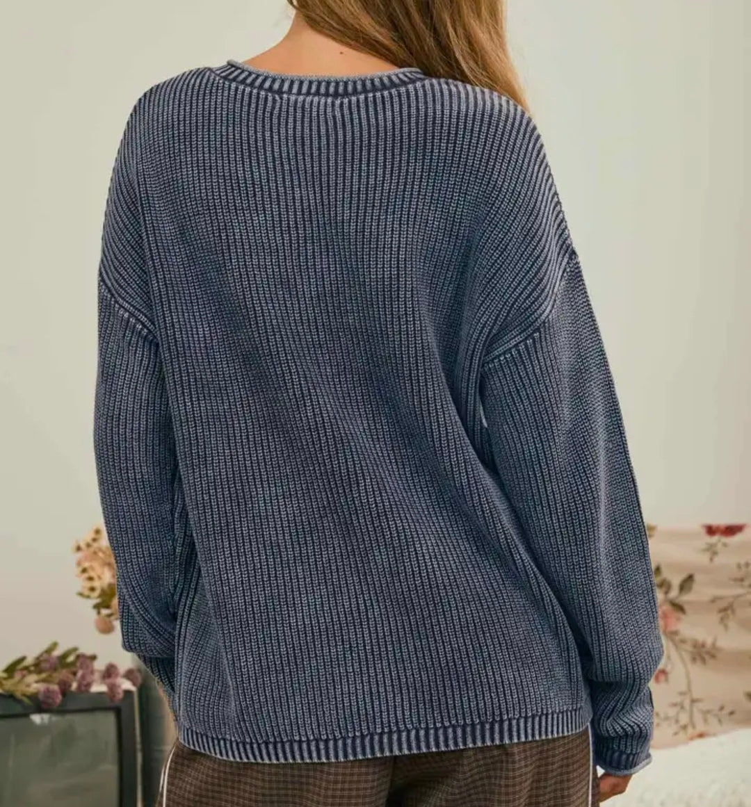 Washed Henley Sweater