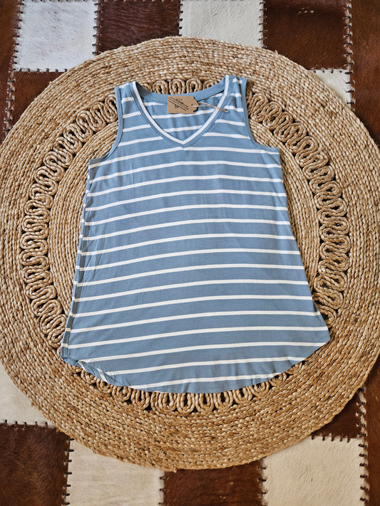 Ash Blue Stripe Tank