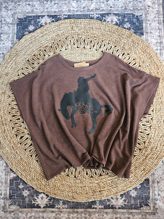 Floral Bucking Bronc Graphic Oversized Tee
