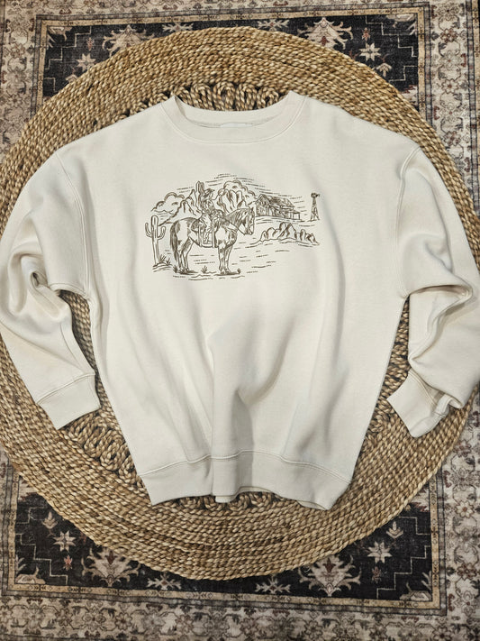 Desert Cowgirl Graphic Crewneck Sweatshirt